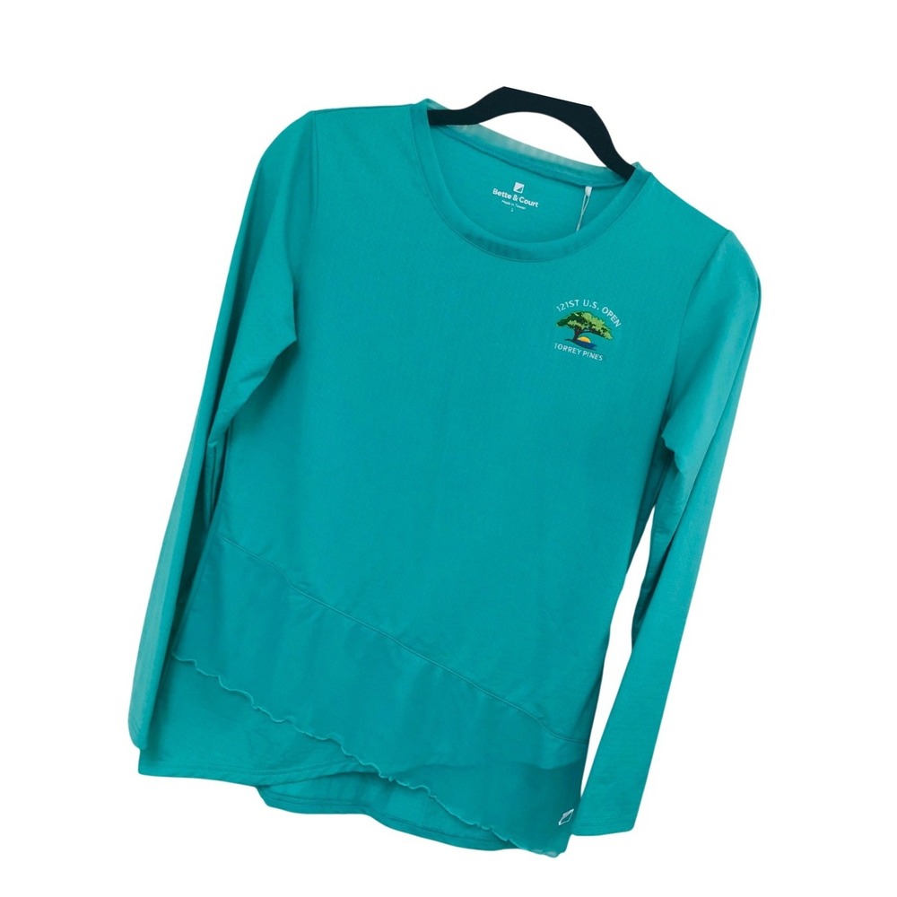 NWT Bette & Court US Open Torrey Pines UPF Golf Shirt Preppy Tournament Jade S